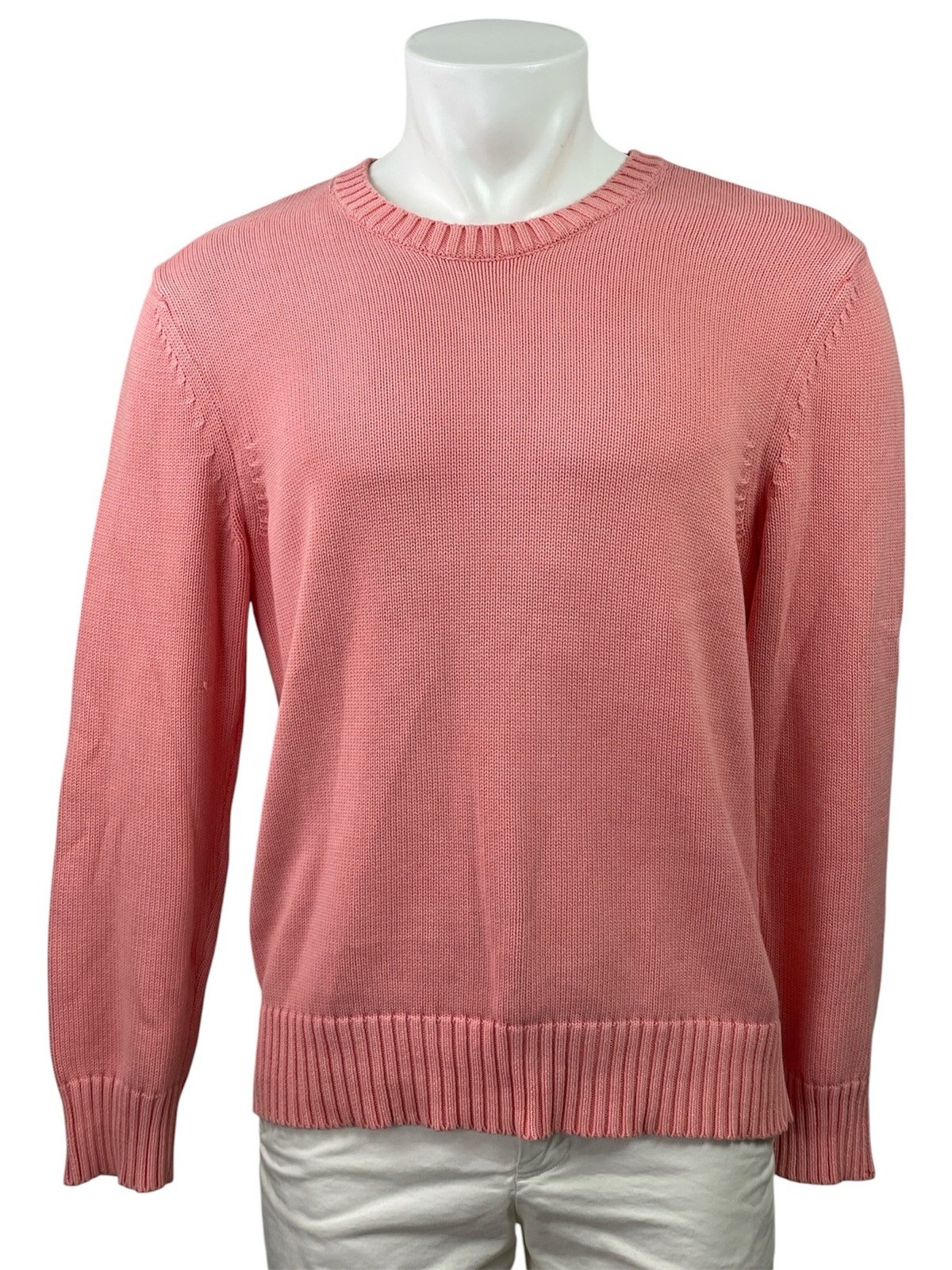 Bloomingdale's Mens Pink Knit Crewneck Long Sleeve Pullover Sweater Top Size M
